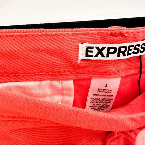 Express Chino Shorts Orange sz 2 - Picture 3 of 4